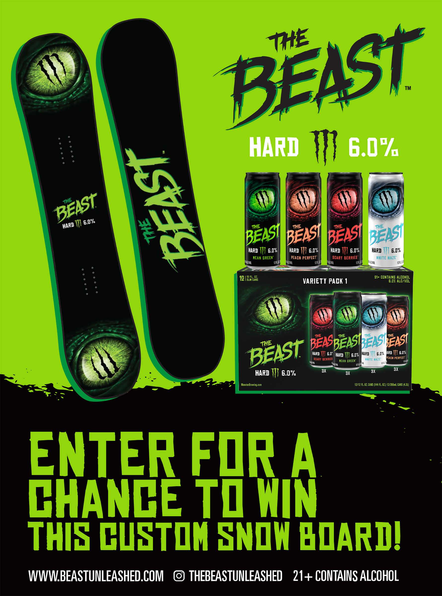 custom Beast branded snowboard